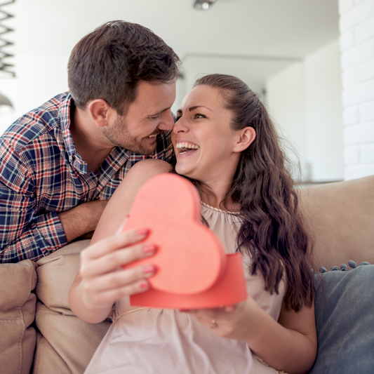 Happy Couple sharing Valentine's day gifts